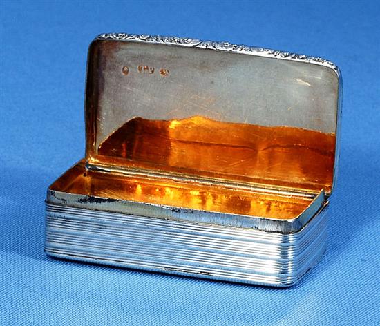 A William IV silver snuff box, by Taylor & Perry, Length 88mm Weight: 3oz/94grms